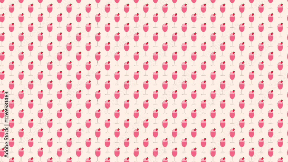イチゴパフェ、かわいいイラスト イチゴパフェ、かわいいイラスト