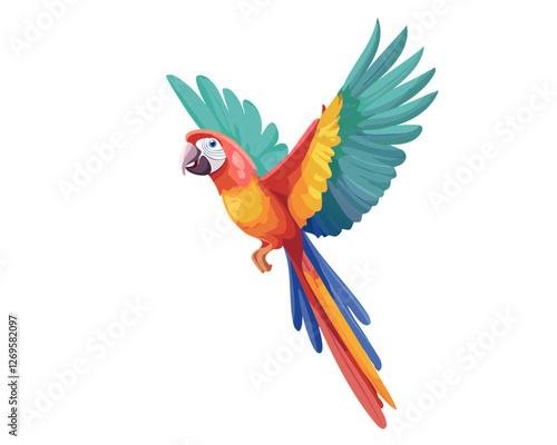 Vibrant Tropical Parrot in Flight