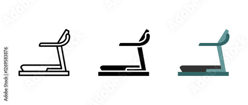 Treadmill icon. Fitness machine sign. Gym equipment for running and cardio exercise symbol. Workout and weight loss pictogram. Indoor training and endurance illustration.