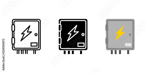 Electrical panel icon. Power distribution sign. Circuit breaker box symbol. Energy control pictogram. Industrial electricity illustration.