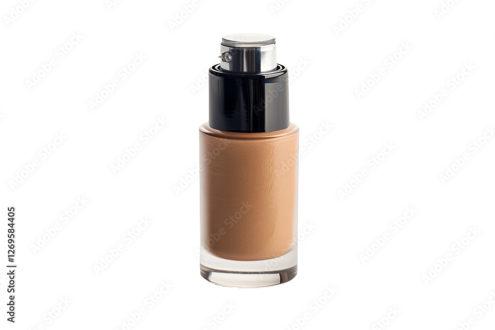 Transparent foundation bottle with liquid foundation inside isolated on transparent background Transparent foundation bottle with liquid foundation inside isolated on transparent background