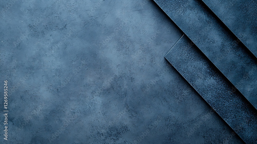 A textured blue surface with layered strips, conveying a modern and sophisticated aesthetic. A textured blue surface with layered strips, conveying a modern and sophisticated aesthetic.