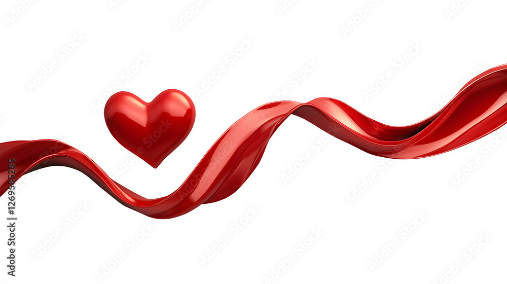 Shiny Red 3D Heart with Elegant Fluid Wave – Romantic Abstract Valentine’s Concept Isolated on Transparent Background, Cutout. Shiny Red 3D Heart with Elegant Fluid Wave – Romantic Abstract Valentine’s Concept Isolated on Transparent Background, Cutout.