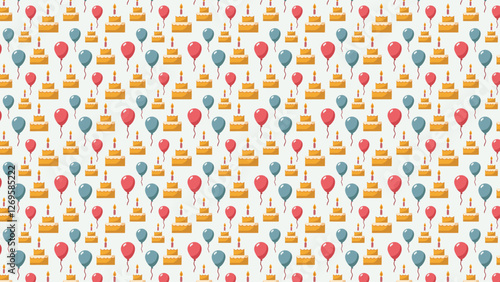 お誕生日パーティーのイメージの可愛いイラストパターン