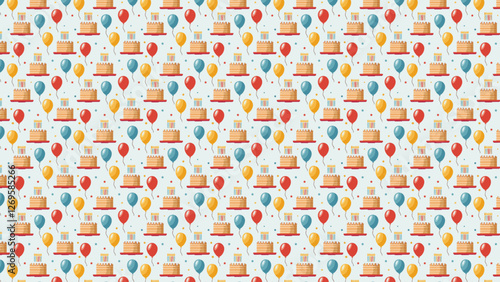 お誕生日パーティーのイメージの可愛いイラストパターン