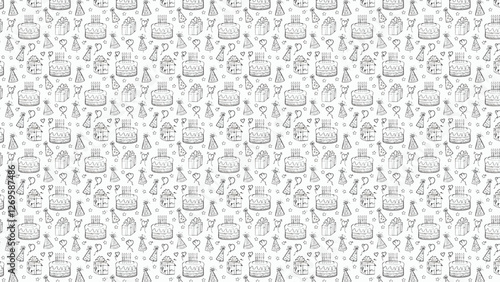 お誕生日パーティーイメージのパターンのイラスト　かわいい模様