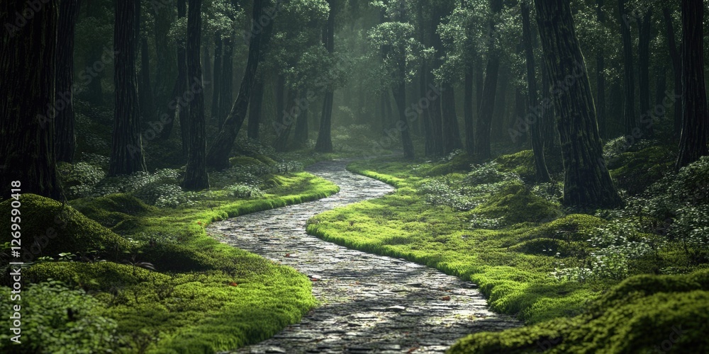 Obraz premium River Flowing Through Dense Forest