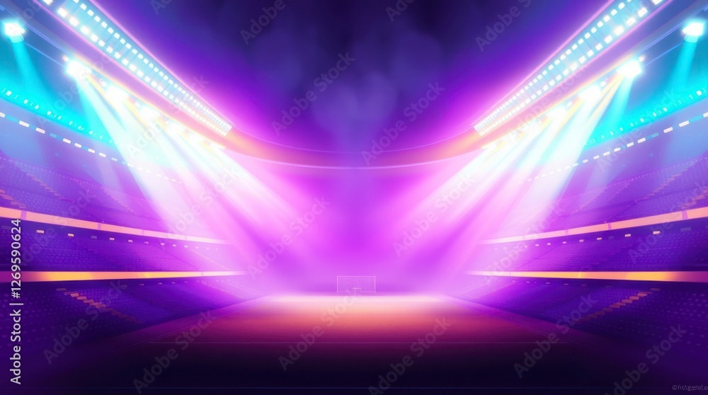 Epic Stadium Lights Background Purple Arena Scene Epic Stadium Lights Background Purple Arena Scene