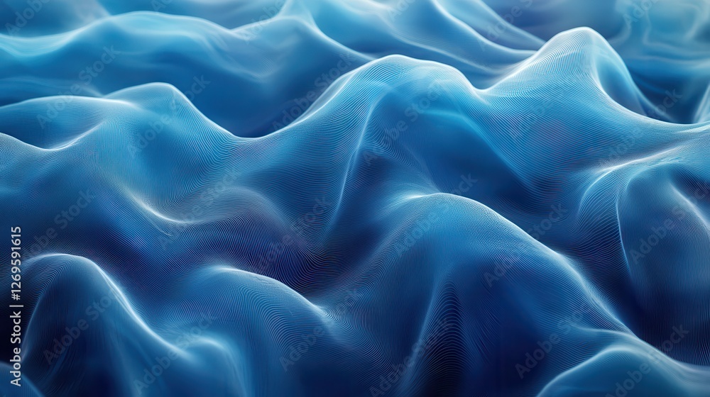 Fototapeta premium Abstract geometric design featuring intertwined lines in gradient blue and turquoise tones resembling flowing water texture