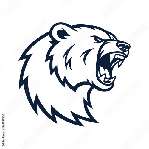snarling bear silhouette vector line art logo design