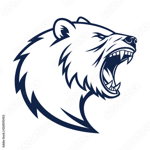 snarling bear silhouette vector line art logo design