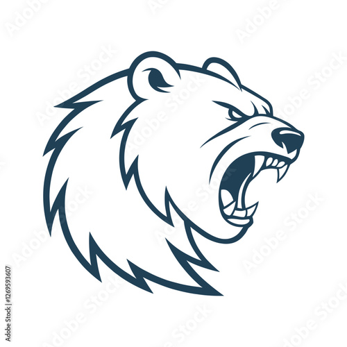 snarling bear silhouette vector line art logo design