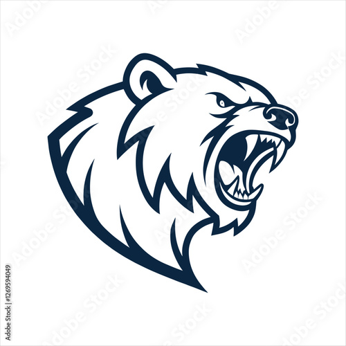 snarling bear silhouette vector line art logo design