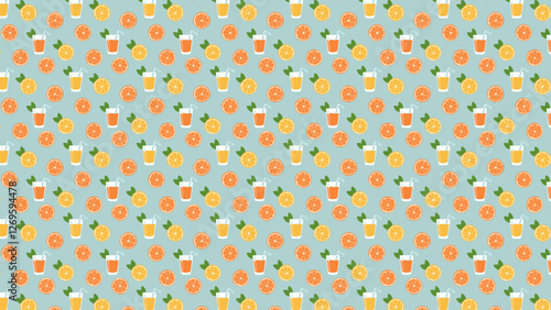 フルーツジュースのかわいいイラスト背景、パターン

