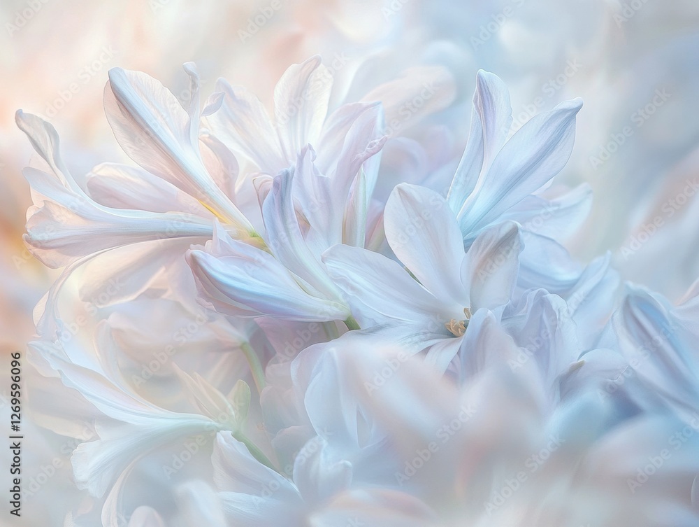 Soft white flowers bloom beautifully in a serene garden setting during springtime Soft white flowers bloom beautifully in a serene garden setting during springtime