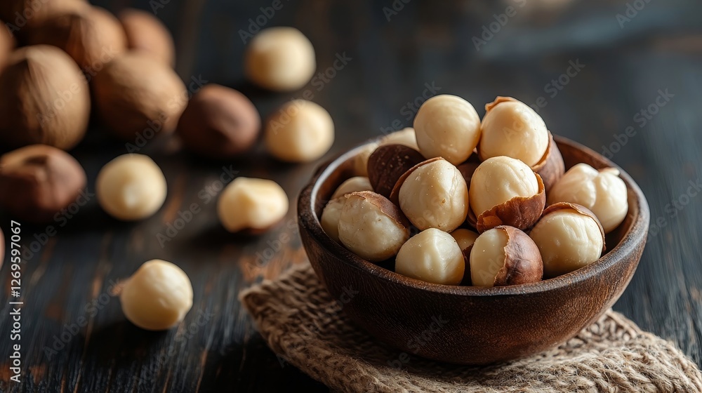 Angle of macadamia texture and composition background Angle of macadamia texture and composition background