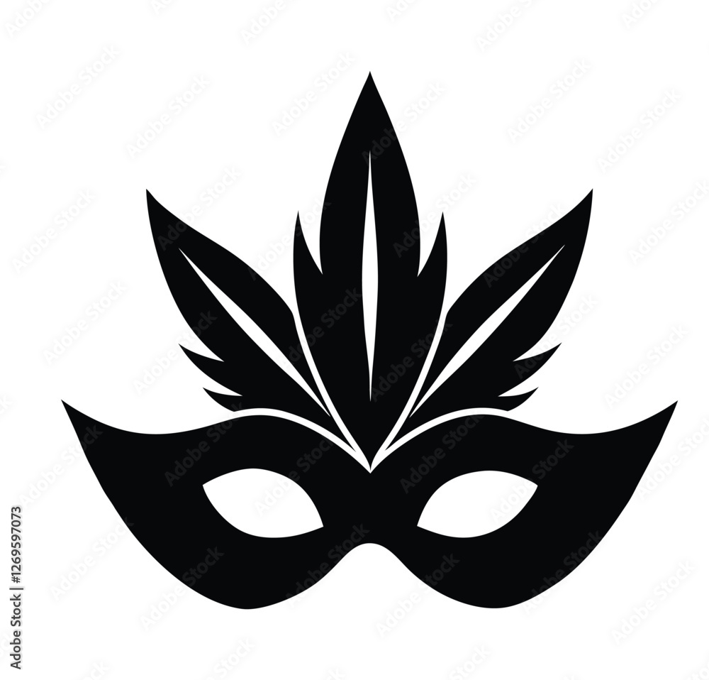 masquerade mask silhouette vector with feathers, modern and stylish mask vector art illustration on white background masquerade mask silhouette vector with feathers, modern and stylish mask vector art illustration on white background