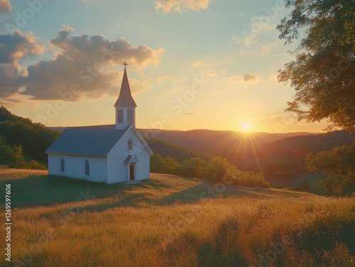 White Church on Hillside