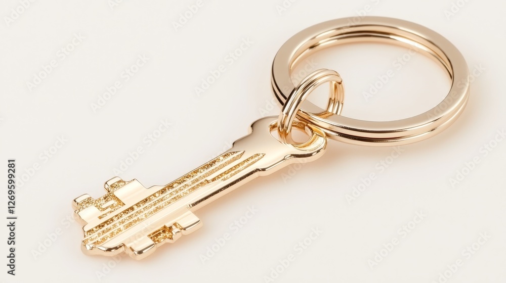 Unlocking potential key ring with gold key minimalistic design studio setting focus on detail Unlocking potential key ring with gold key minimalistic design studio setting focus on detail