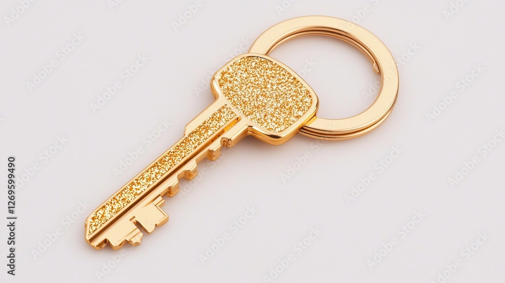 Golden key symbolizing access minimalist style interior design modern environment unique viewpoint on security Golden key symbolizing access minimalist style interior design modern environment unique viewpoint on security