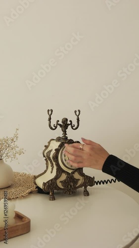 Retro telephone close-up. Vertical frame