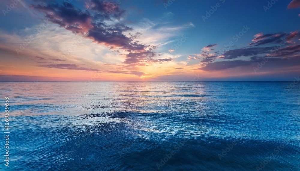 Obraz premium calm colored sea and sky at sunset