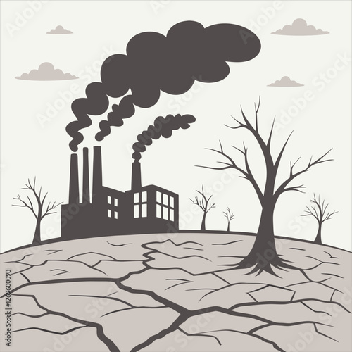 Environmental Pollution and Climate Change Vector Illustration