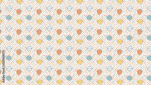 かわいいキャラクター、丸い形で愛らしい姿、パターンのイラスト