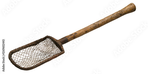 Capturing nature's beauty butterfly net with delicate mesh and wooden handle transparent background