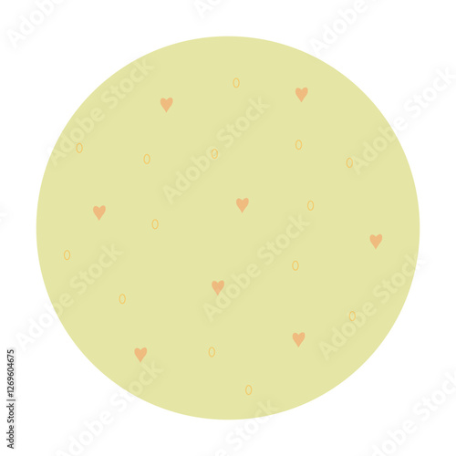 Creative spring round background with elements isolated on white background. Awakening of nature after winter. Warm colors. Good mood.