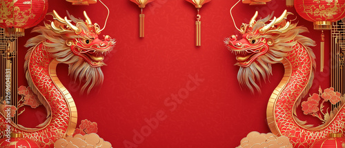 Wallpaper Mural Chinese new year, year of the dragon. Set of Chinese new year posters, greeting cards design with Chinese zodiac dragon. Chinese translation: dragon Torontodigital.ca