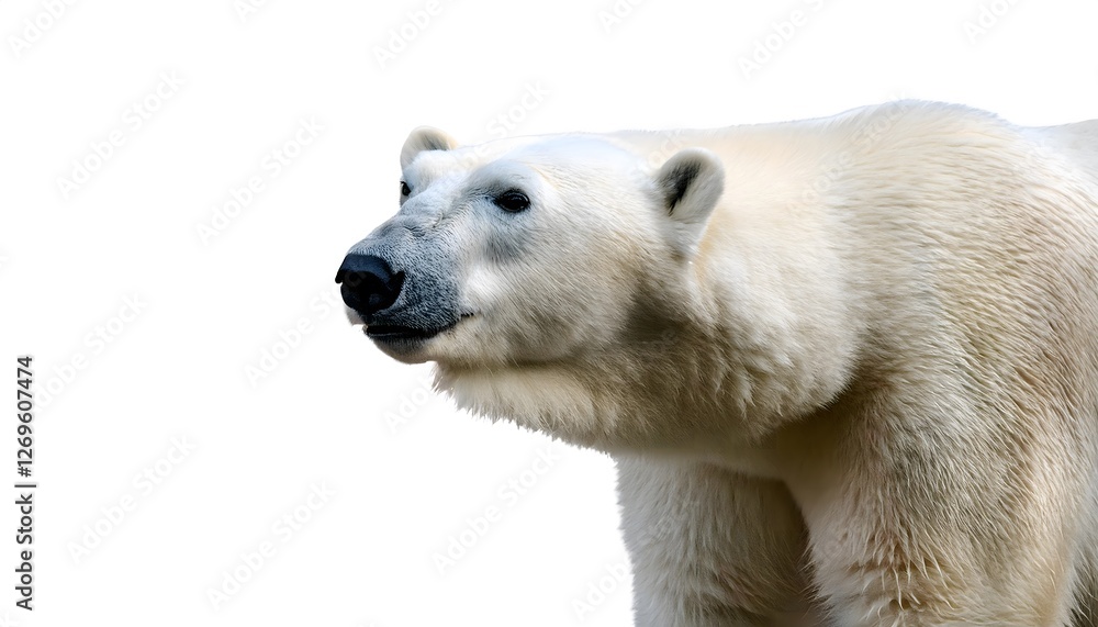 Polar bear isolated on white background for wildlife illustrations and arctic animal design projects featuring majestic and powerful ice habitat creatures Polar bear isolated on white background for wildlife illustrations and arctic animal design projects featuring majestic and powerful ice habitat creatures