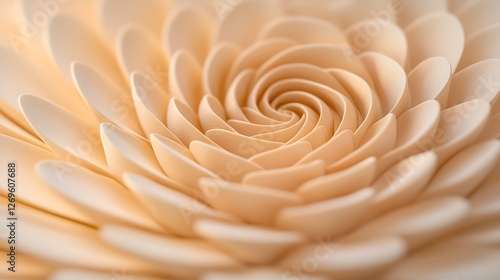 Intricate spiral design of a beige flower macro photography nature background close-up perspective artistic concept