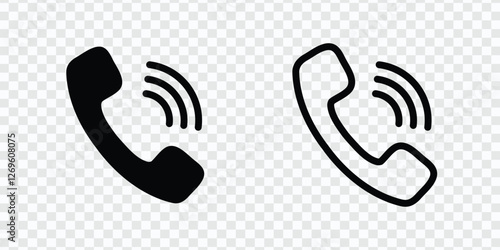 Ringing Phone Icon Set | Telephone Call Sign on Transparent Background