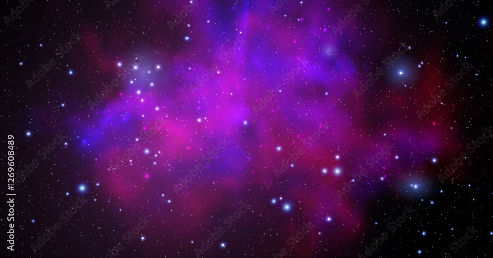 Fototapeta premium Space vector background with realistic nebula and shining stars. Magic colorful galaxy with stardust