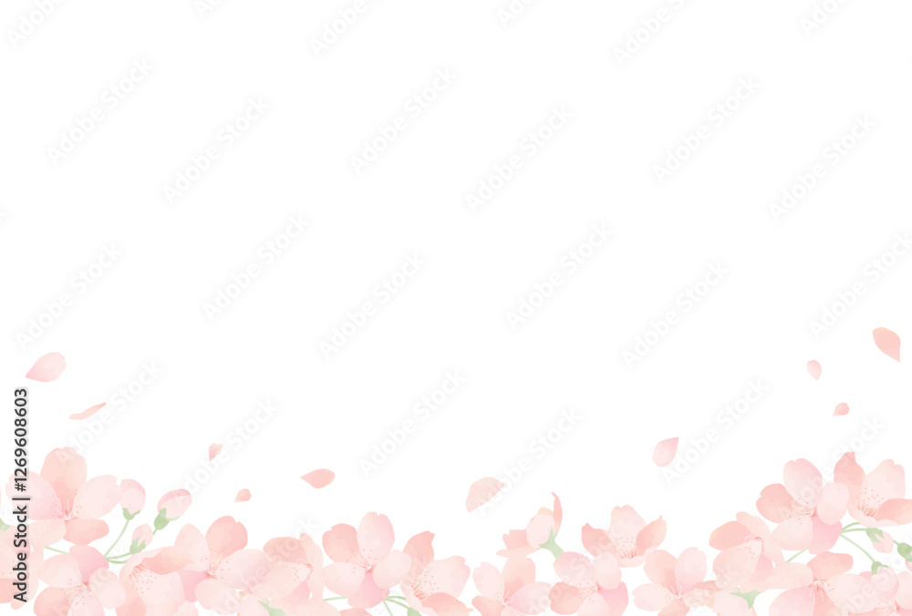 Fototapeta premium 水彩風 桜のフレーム 春のメッセージカード