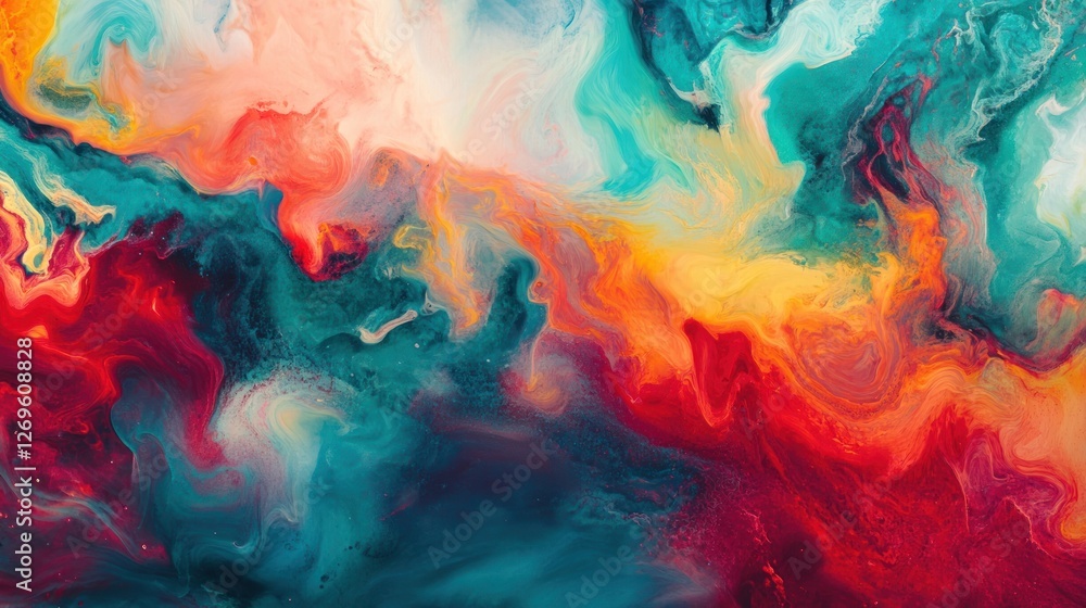 Fototapeta premium Abstract vibrant paint swirls