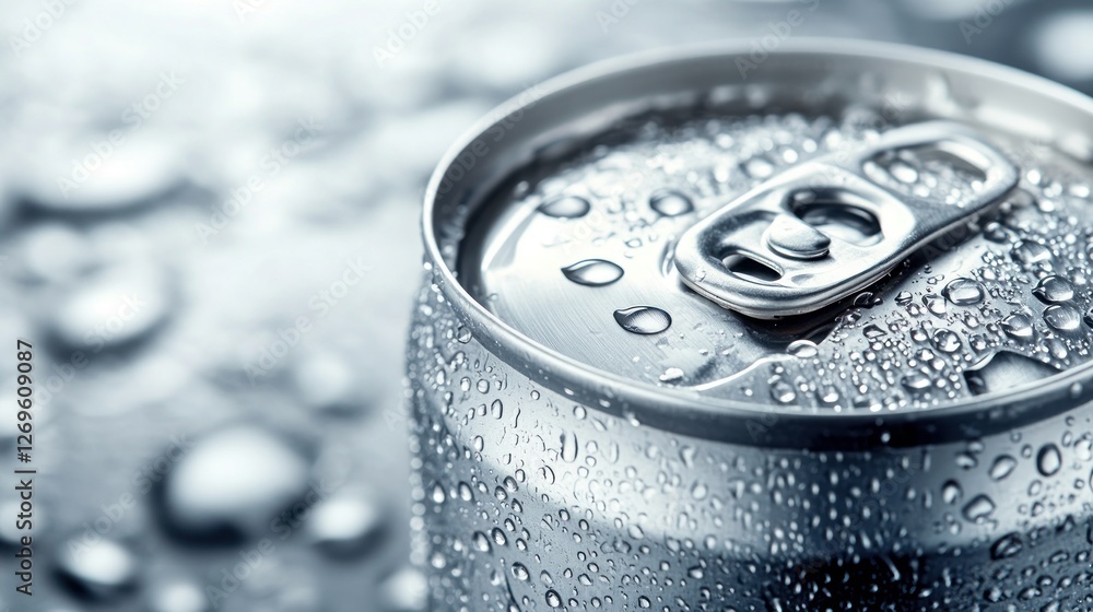 Iced Aluminum Can with Droplets Iced Aluminum Can with Droplets