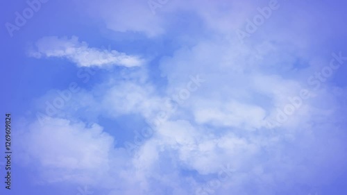 Soaring Up Through the Clouds 4k Loop features a view of a blue sky floating upward through moving clouds in a loop.