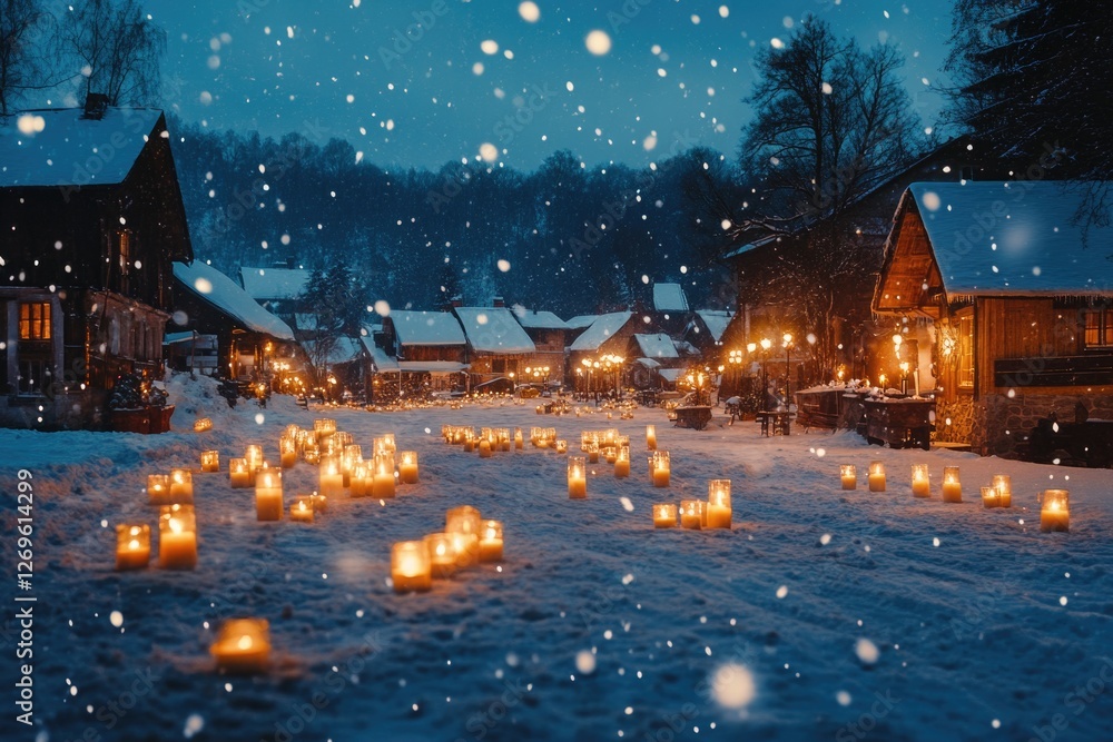 Fototapeta premium Winter Homes with Candles