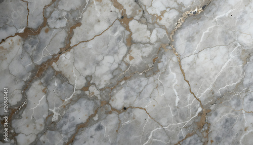 Detailed Gray And White Marble Texture With Gold Veins