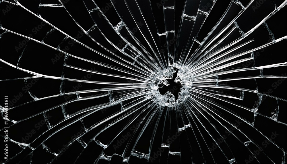Obraz premium broken glass on the black bachground isolated realistic cracked glass effect