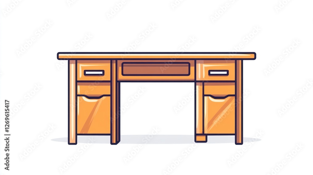 Fototapeta premium Modern Office Desk Illustration, Simple Style, Suitable for Web/Print