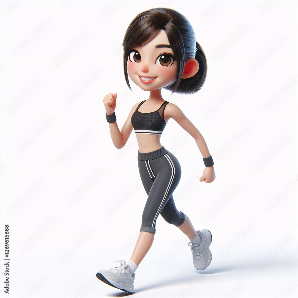 Cartoonized characters describing fitness and healthy life on a white background
Cartoonized characters describing fitness and healthy life on a white background
