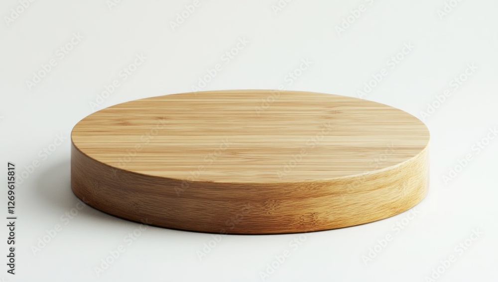 Empty light brown bamboo circular display podium Empty light brown bamboo circular display podium