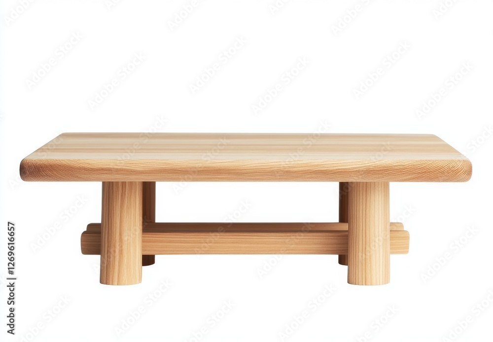 Square Wooden Table, Isolated on White Background, Minimalist Design Square Wooden Table, Isolated on White Background, Minimalist Design