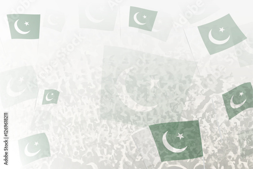 Celebratory Crowd with Pakistan Flags Background