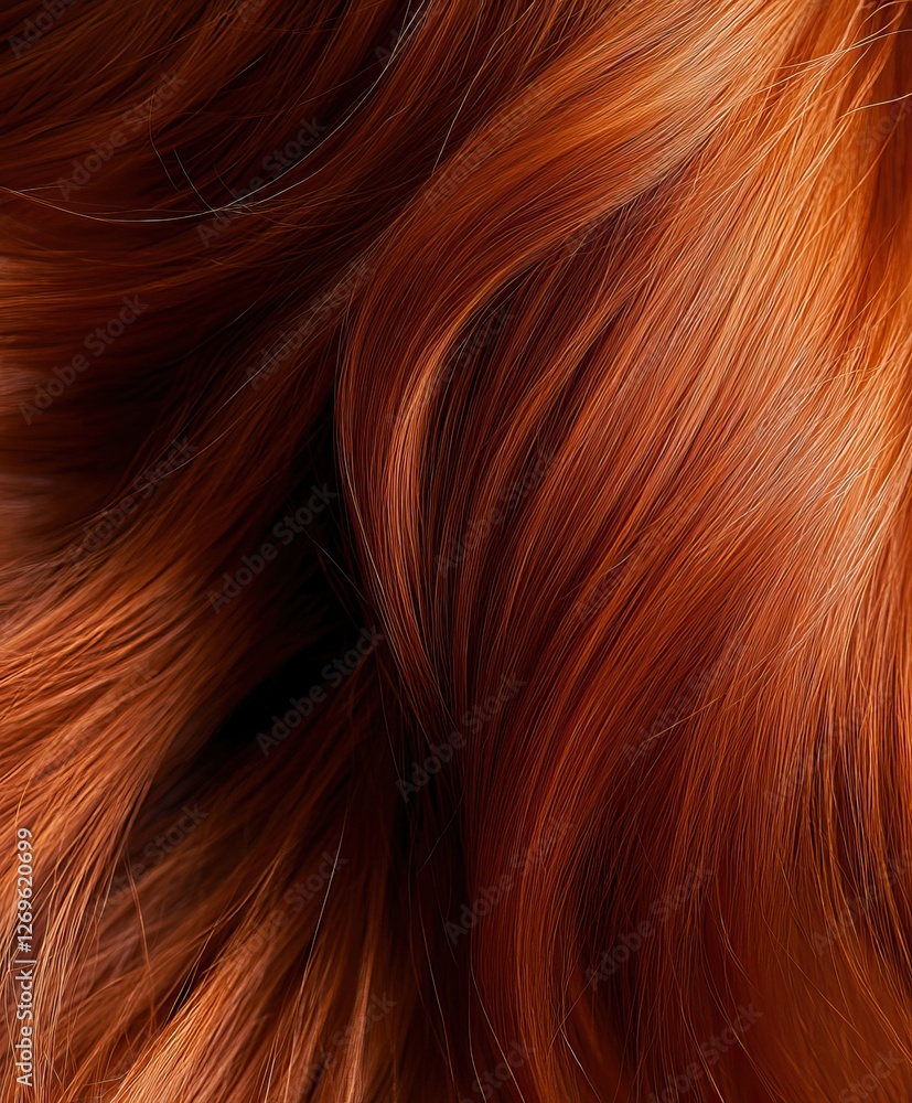 Naklejka premium Vibrant, fiery red hair captured in macro detail