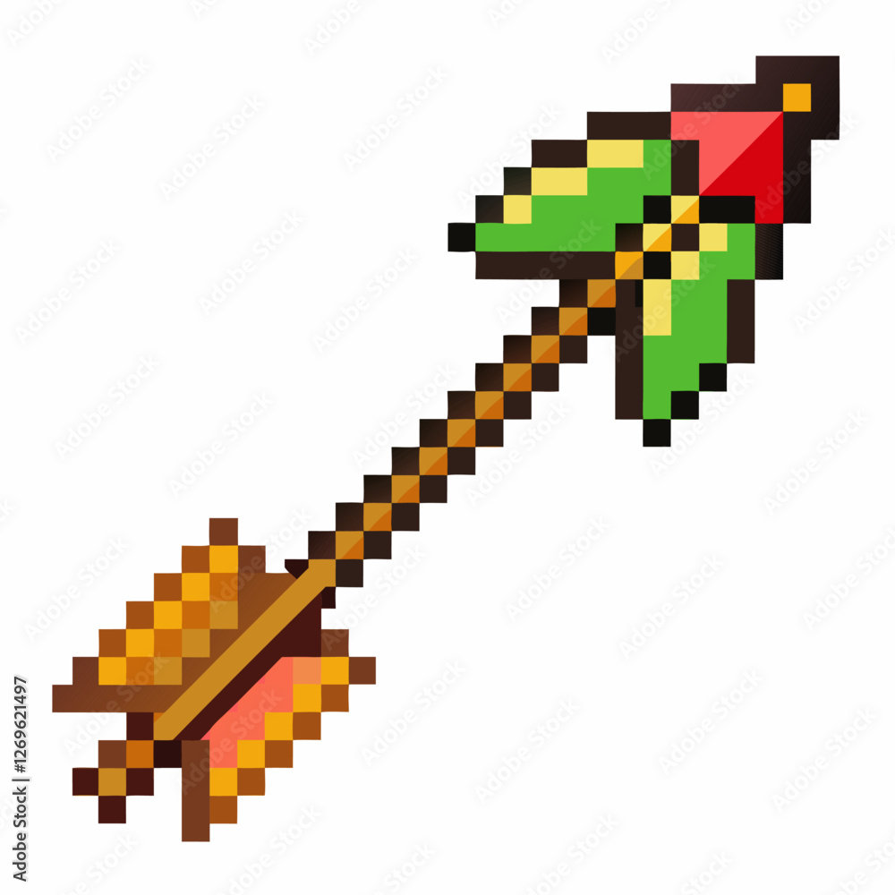 Colorful Pixel Art Arrow Design with Geometric Patterns and Vibrant Accents Colorful Pixel Art Arrow Design with Geometric Patterns and Vibrant Accents