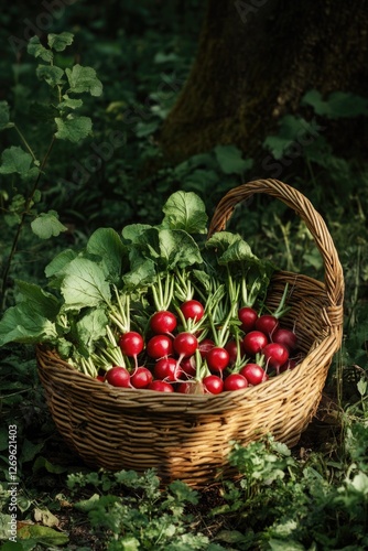 Radish harvest in green field